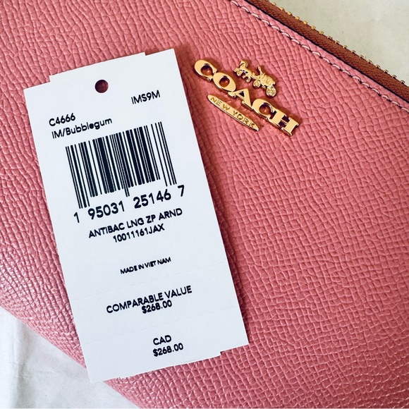 Coach Long Zip Around Wallet In Bubblegum Pink Leather - Picture 4 of 5